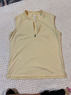 Light Yellow Sleeveless Zip-Front Tank Top